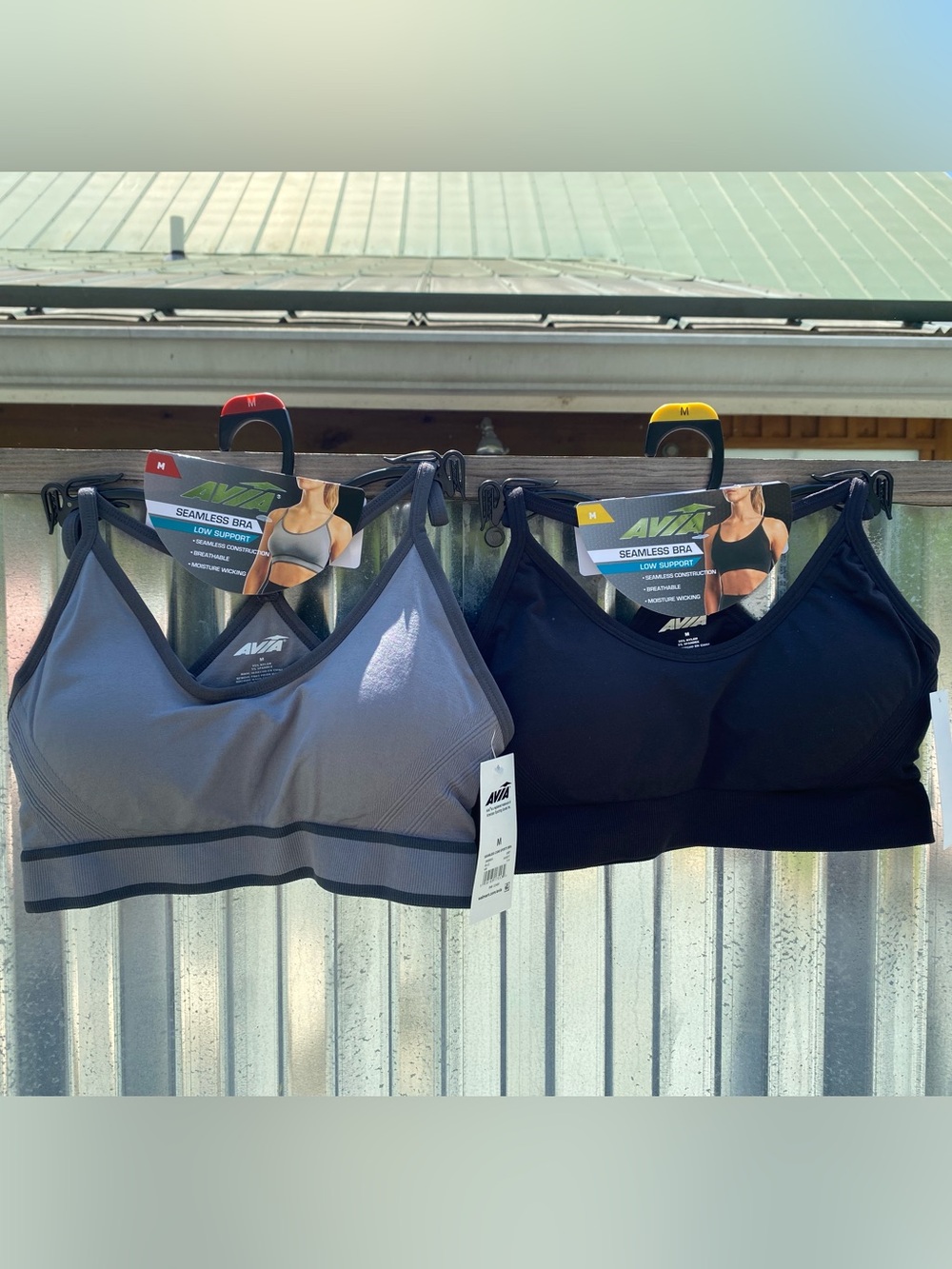 NWT | 2 Avia Seamless Sports Bras | 1 Black & 1 Gray | Women’s Size M